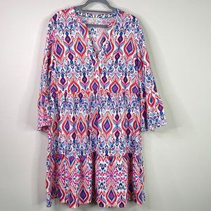 Boden Multicolor Geometric Long Sleeve Dress